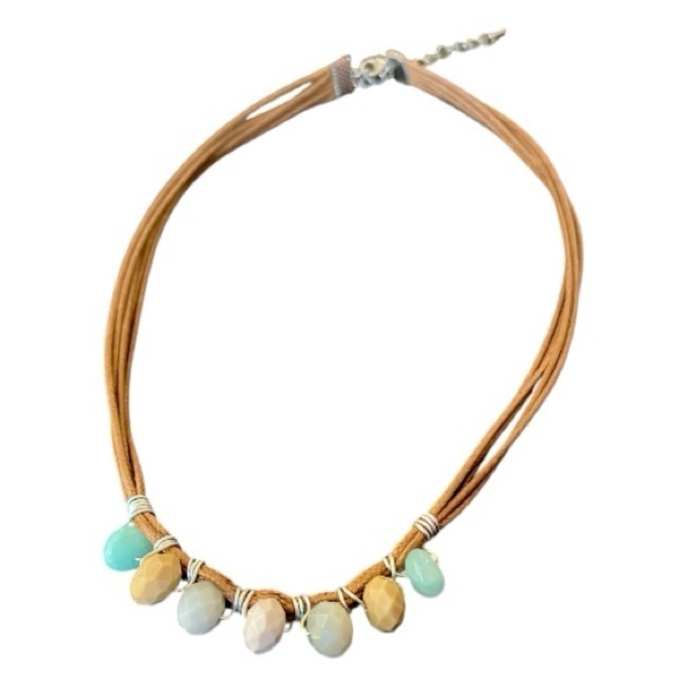 Boho Chic Western Prairie Handmade Necklace Earthy Stones Multi Stranded
